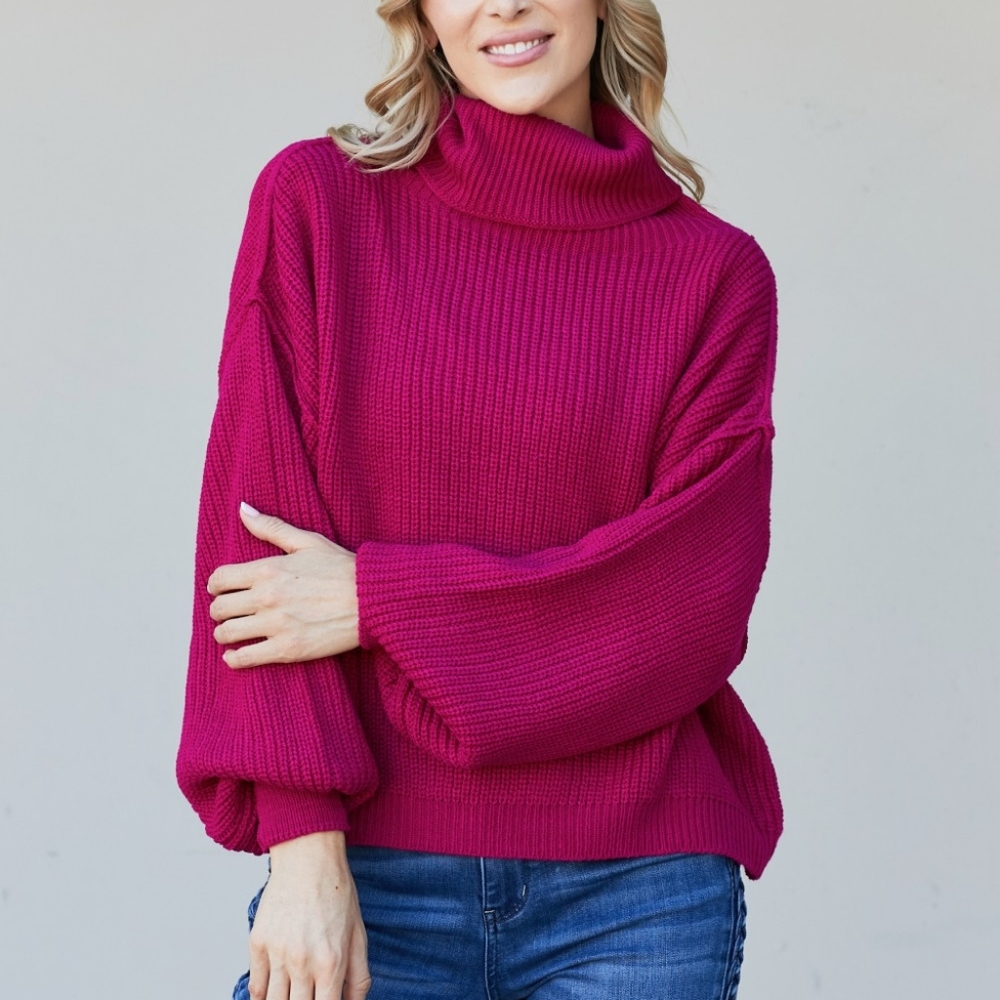 First Snow Ribbed Turtleneck Sweater - Picture 2 of 6